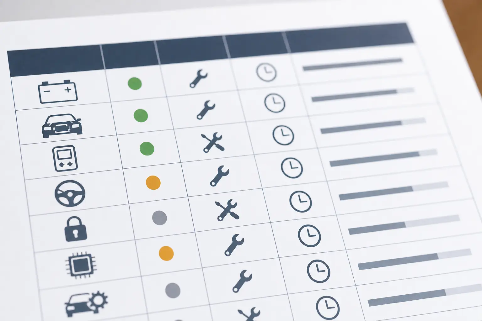 Таблица с рекомендациями по замене аккумулятора